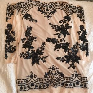 Embroidered Sequins Off Shoulder Dress